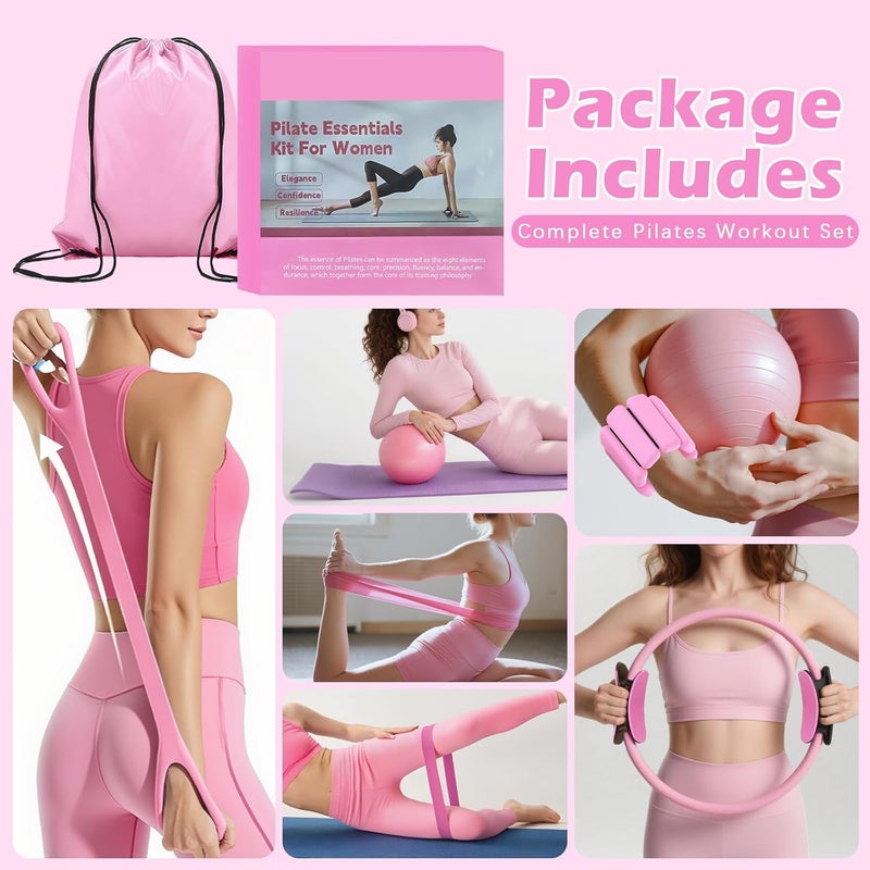 VIOXIA Pilates Kit for Home Workouts – Pilates Equipment Set with Ring, Ball, Resistance Bands, Pilates Accessories, Pilates Essentials Kit for Women, Pilates Sets for Home Exercise - Image 4